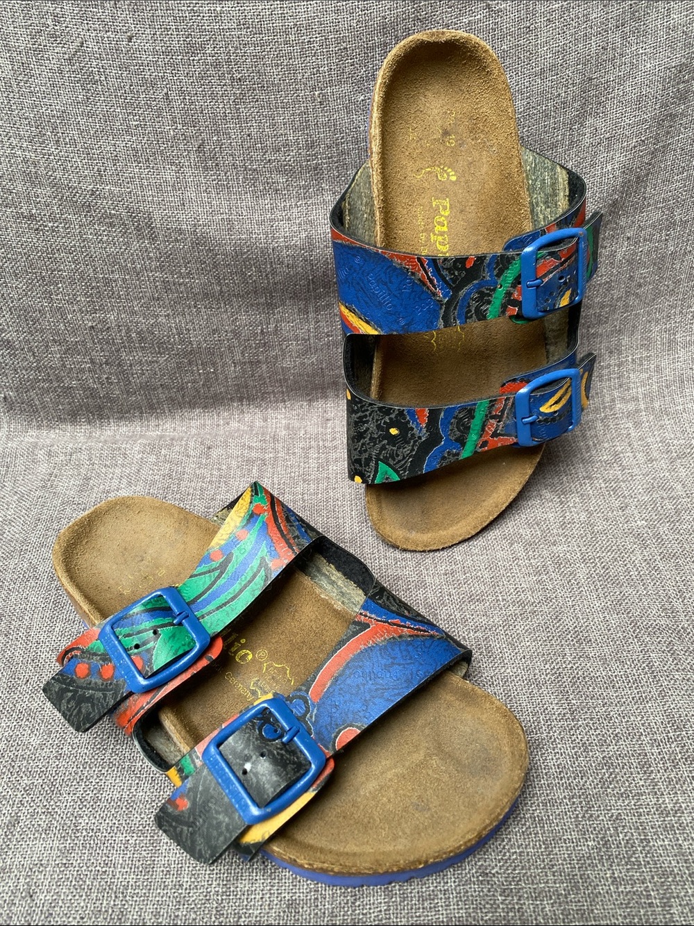 Birkenstock Kids Papillio 210 Sz 33 10 L2 Blue Cork Suede Sandals See Notes